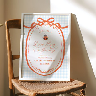 Poster Un Petit Love Bug En Route Gingham Baby Shower