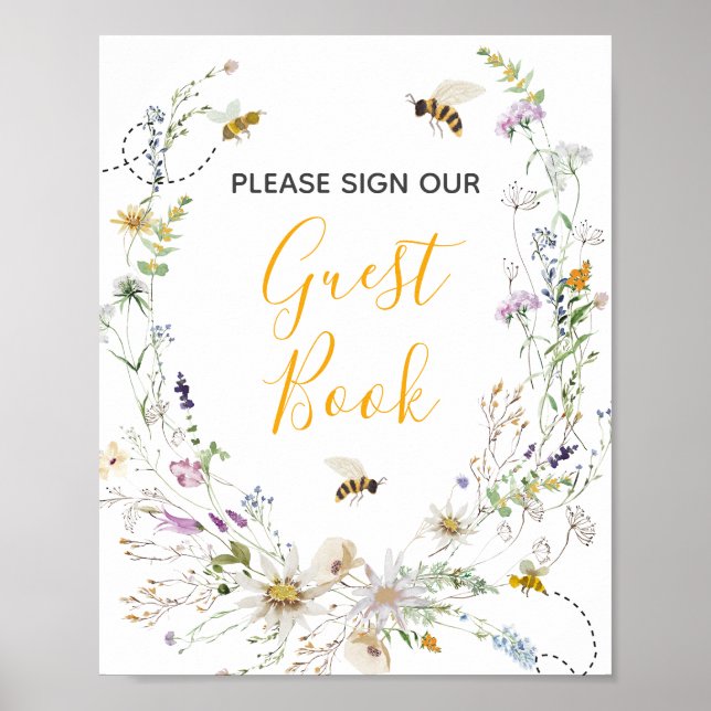Poster Un Petit Miel Bee Fleur sauvage Baby Show Livre d' (Devant)