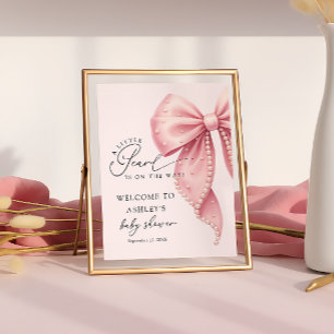 Poster Un petit nœud rose perle pour la bienvenue de la b