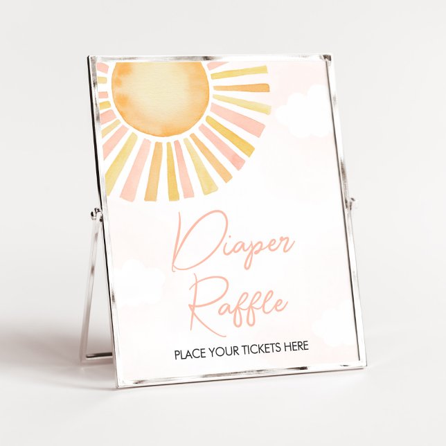 Poster Un petit rayon de soleil Baby shower Déchets Raffl (You Are My Sunshine Baby Shower Diaper Raffle Sign)
