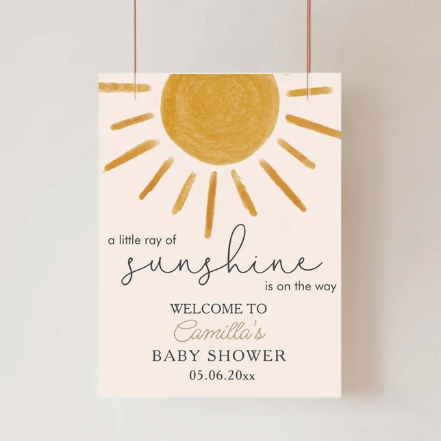 Poster Un Petit Rayon De Soleil Boho Baby shower Soleil (Créateur téléchargé)