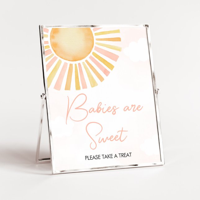 Poster Un petit rayon de soleil Les bébés sont doux (You Are My Sunshine Baby Shower Babies are Sweet Sign)