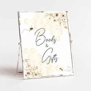 Poster Un peu de Baby shower d'abeilles de miel Livres et