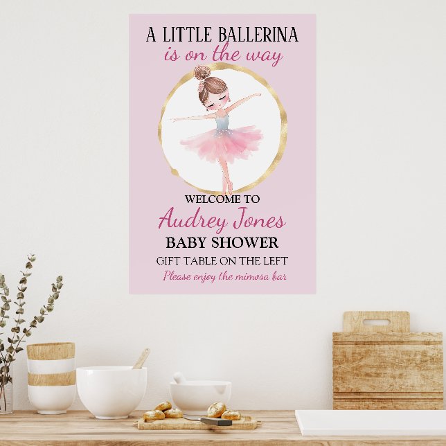 Poster Un Peu De Ballerina Est En Route Baby shower (Cuisine)