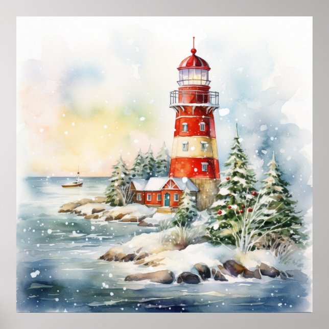 Poster Un phare en hiver (Devant)