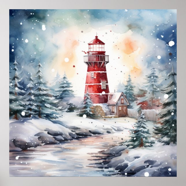 Poster Un phare en hiver (Devant)