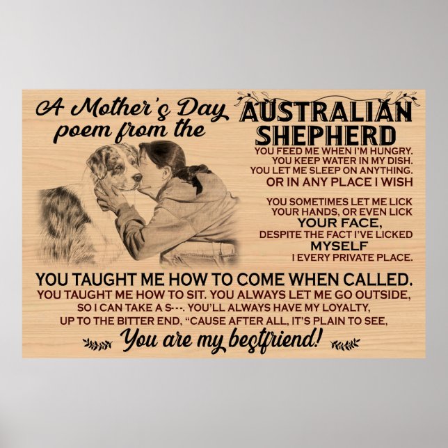Poster Un poème de la fête des mères du berger australien (Devant)
