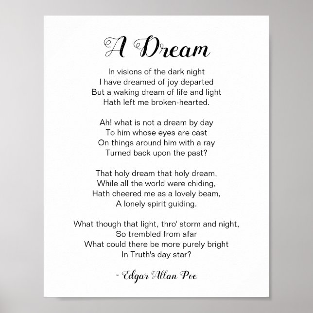 Poster Un poème de rêve par Edgar Allan Poe (Devant)