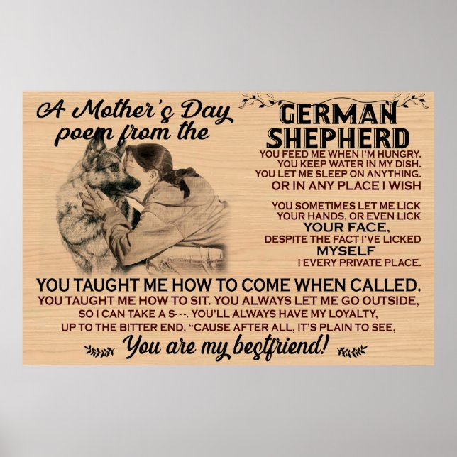 Poster Un poème du jour de la mère du berger allemand (Devant)