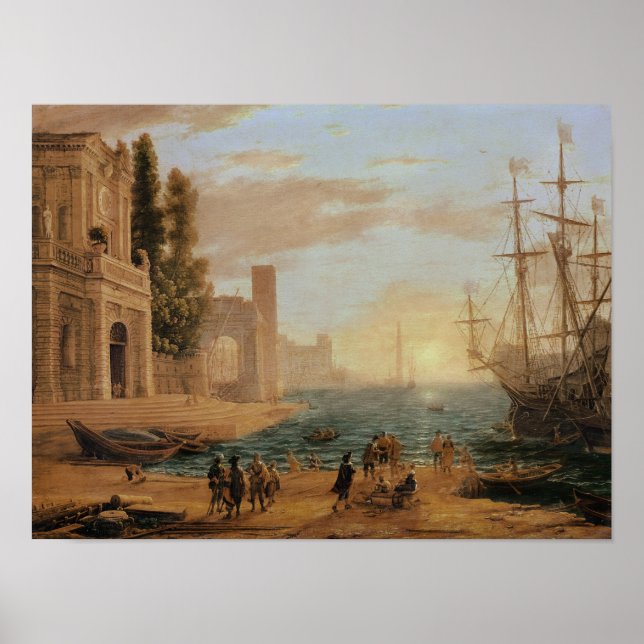 Poster Un port maritime, 1639 (Devant)