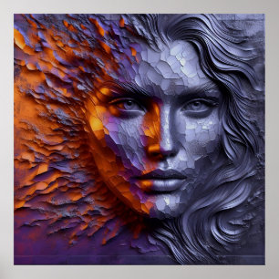Poster Un portrait Abstrait du visage de la femme - 3D Em