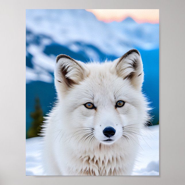Poster Un portrait en gros plan d'un renard arctique (Devant)