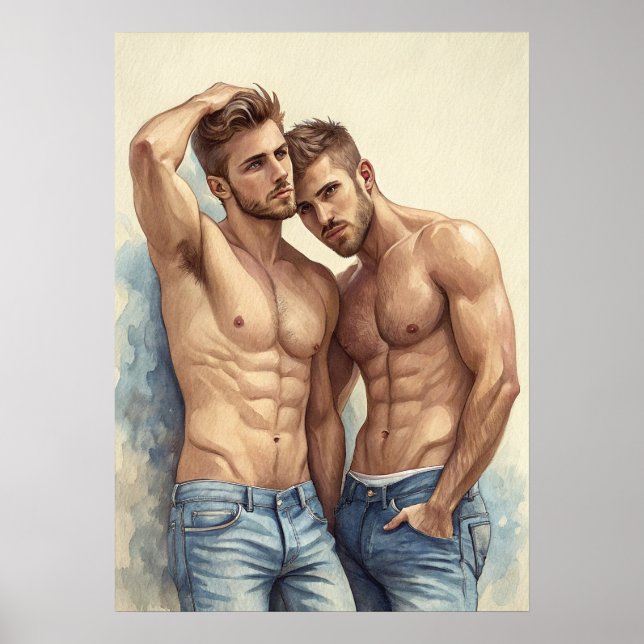Poster Un portrait masculin contemporain en pose (Devant)
