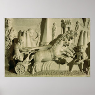 Poster Un relief représentant une course de chars