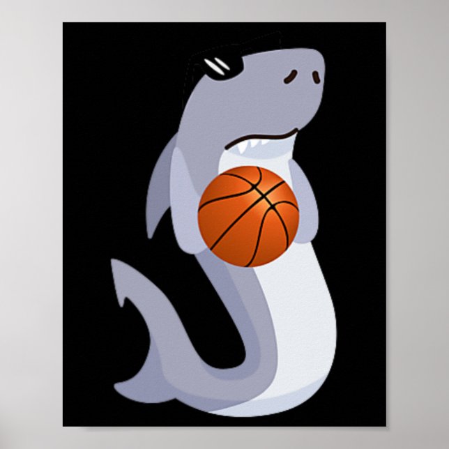 Poster Un requin amusant portant des lunettes de soleil J (Devant)