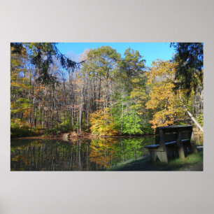 Poster Un siège avec une vue d'automne en Pennsylvanie