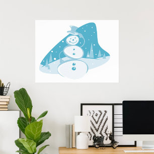 Poster Un Snowman Portant Un Chapeau Haut