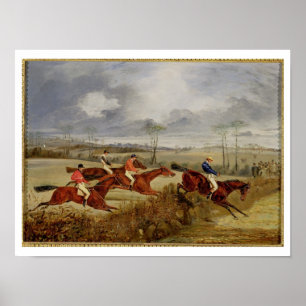Poster Un Steeplechase, près de la finition (huile sur to