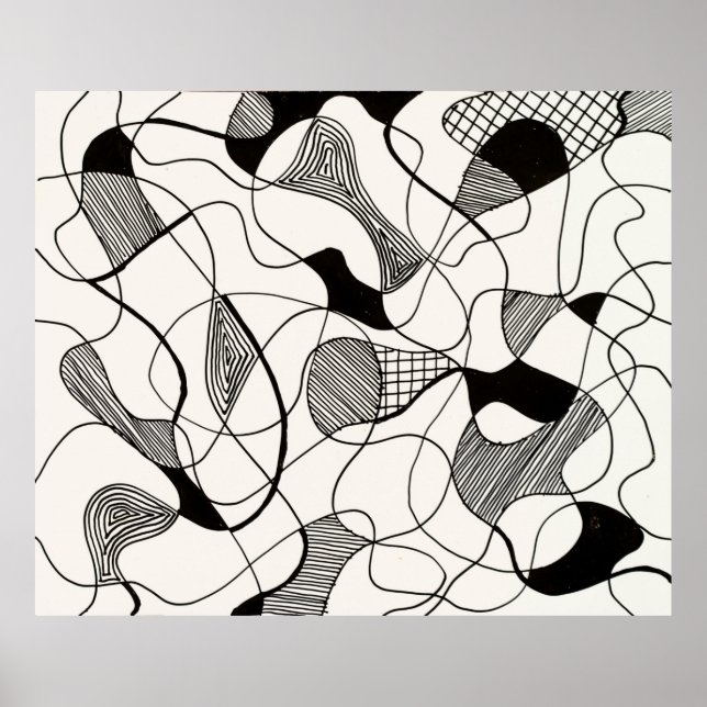 Poster Un stylo abstrait monochrome et un croquis d'encre (Devant)