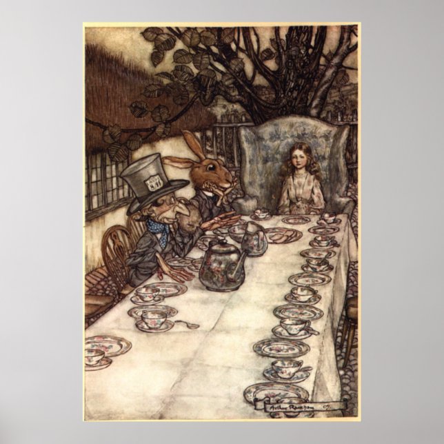 Poster Un Tea Party fou par Arthur Rackham (Devant)