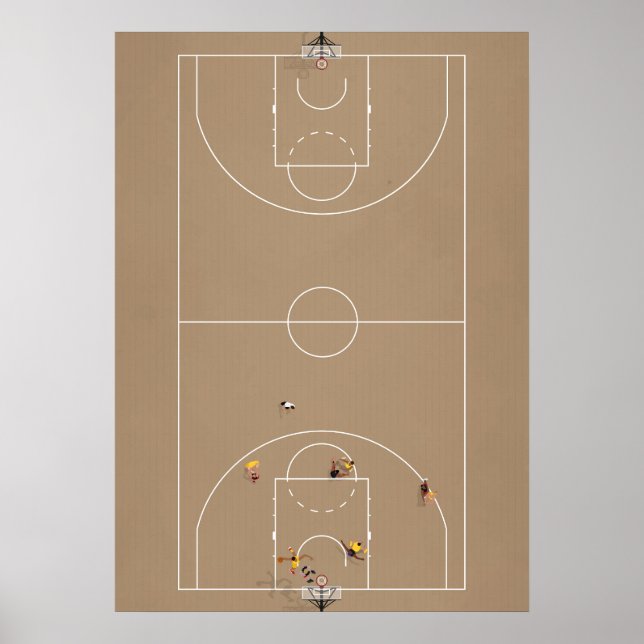 Poster Un terrain de basket-ball illustré ci-dessus (Devant)