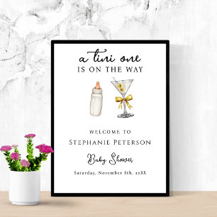 Poster Un Tini en route Baby Shower Martini Jaune