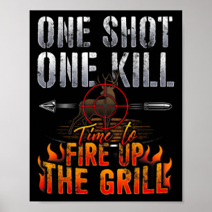 Poster Un Tir Un Tuer Incendie Grill Deer Chasse