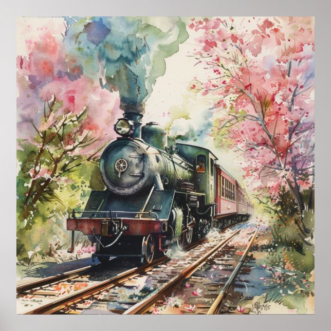 Poster Un train au printemps (Devant)