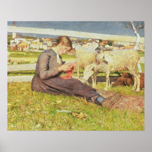 Poster Un tricot de fille, 1888 (huile sur la toile)
