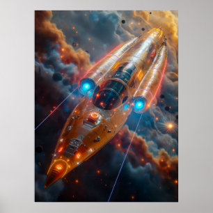 Poster Un vaisseau spatial dans l'espace
