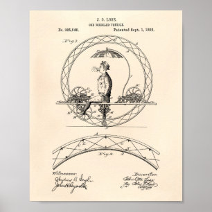Poster Un Véhicule à roues 1885 Brevet Art Vieux Poivre