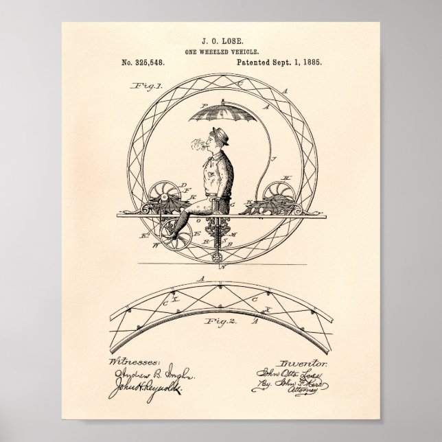 Poster Un Véhicule à roues 1885 Brevet Art Vieux Poivre (Devant)