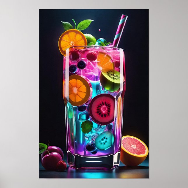 Poster Un Verre De Cocktail Vibrant (Devant)