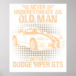 Poster Un vieil homme Dodge Viper 1996 Gts Stripes