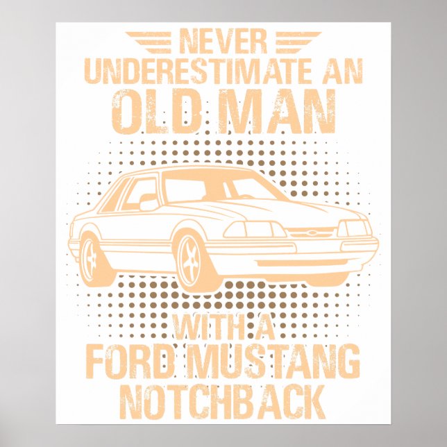 Poster Un vieil homme Ford Mustang 1989 Notchback (Devant)