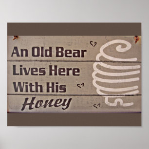 POSTER UN VIEUX OURS ET SON MIEL VIVENT ICI MARIAGE AMUSA