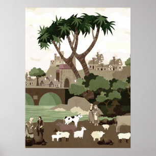Poster Un village du Moyen Âge
