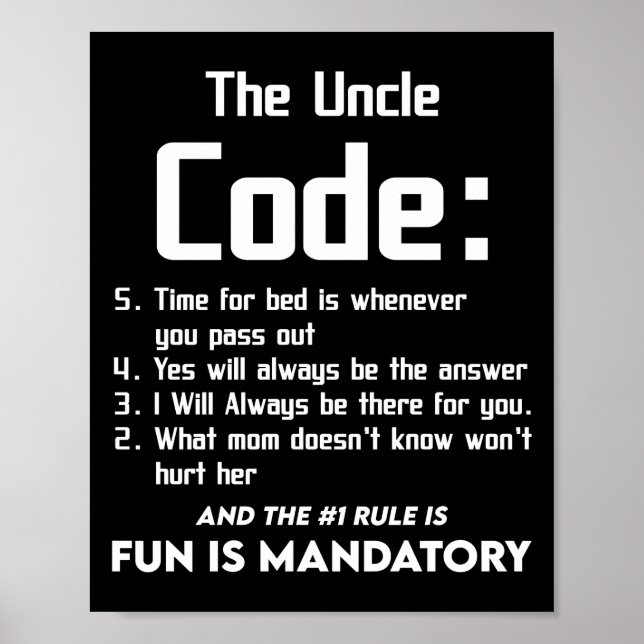 Poster Uncle From Niece Nephew The Uncle Cool 5 Things (Devant)