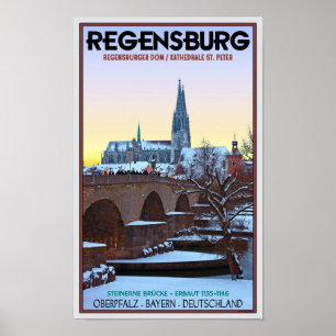 Poster Und Steinerne Brücke de Ratisbonne - les DOM