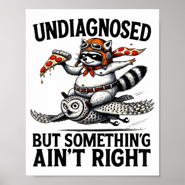 Poster Undiagnosed Soing Aint Right Funny Raccoon Zza Owl (Devant)