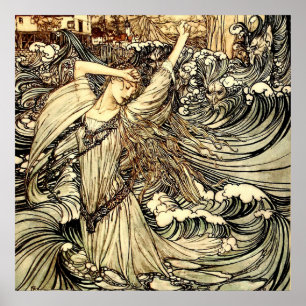 Poster « Undine dans les vagues » par Arthur Rackham