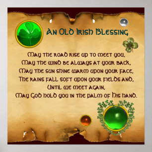 Poster Une ancienne bénédiction irlandaise sur parchemin,