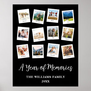 Poster Une année de souvenirs Famille Collage mensuel de 