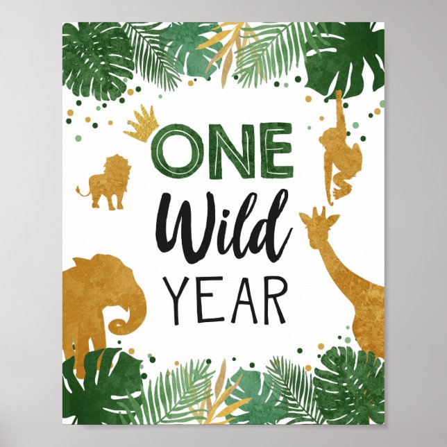 Poster Une année sauvage Safari Animaux Gold Premier anni (Devant)