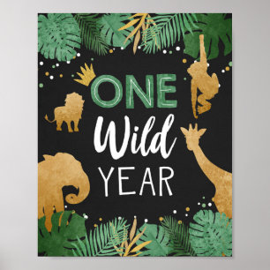 Poster Une année sauvage Safari Animaux Gold Premier anni