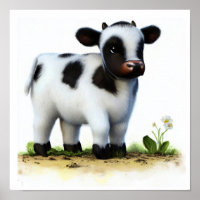 Une aquarelle 3D Image d'une jeune vache Holstein