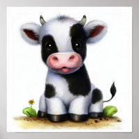 Une aquarelle 3D Image d'une jeune vache Holstein