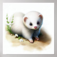 Une aquarelle 3D peinte d'un joli furet