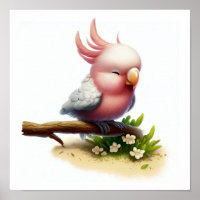 Une aquarelle 3D peinte d'une jolie galah Cockatoo