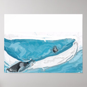 Poster Une Baleine Bleue En Mouvement